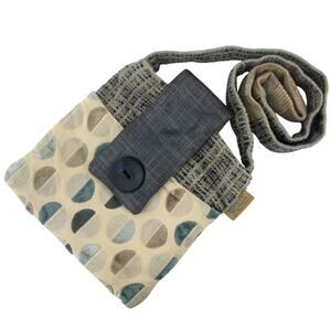 Peace of Thread Cream Blue Polka Dot Cotton Crossbody Bag Women’s Purse Preowned
